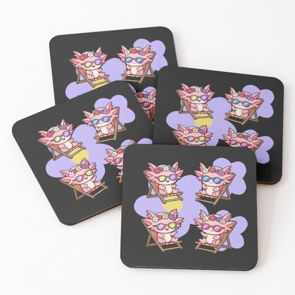Item preview, Axolotls with daisies in deck chairs waiting for spring designed and sold by PatronesKawai.