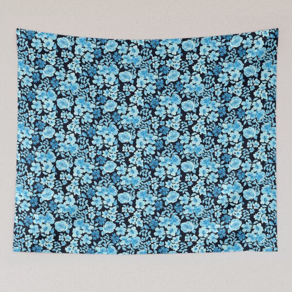 Item preview, Light Blue Teal Chinoiserie Inspired Watercolor Floral Indigo Blue designed and sold by JasmineGDesigns.