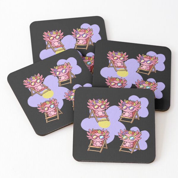 Item preview, Axolotls with daisies in deck chairs waiting for spring designed and sold by PatronesKawai.