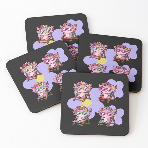 Item preview, Axolotls with daisies in deck chairs waiting for spring designed and sold by PatronesKawai.