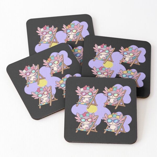 Item preview, Axolotls with daisies in deck chairs waiting for spring designed and sold by PatronesKawai.