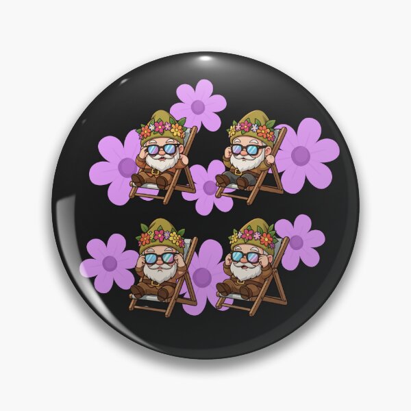Item preview, Garden gnomes with daisies in deck chairs waiting for spring designed and sold by PatronesKawai.