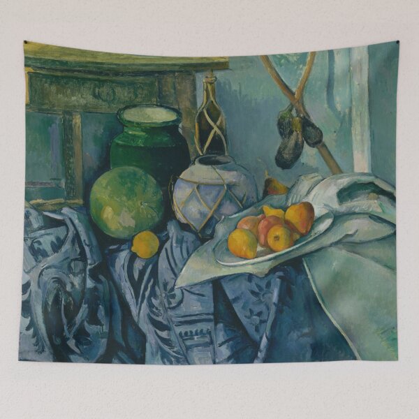 Item preview, Still Life With a Ginger Jar and Eggplants by Paul Cézanne: Post-Impressionist Art Print designed and sold by artofuniverse.