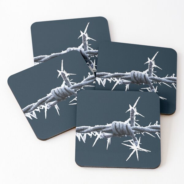 Item preview, Frost‑Covered Barbed Wire Close‑Up designed and sold by Arturo Daniel Garcia Palomo.