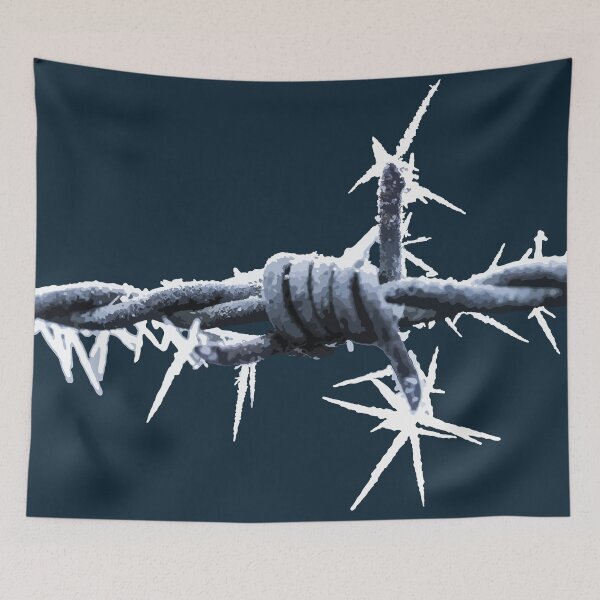 Item preview, Frost‑Covered Barbed Wire Close‑Up designed and sold by Arturo Daniel Garcia Palomo.