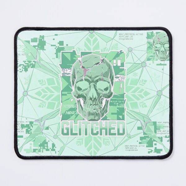 Item preview, Peppermint Glitched Skull Vaporwave designed and sold by MarCinu Art.