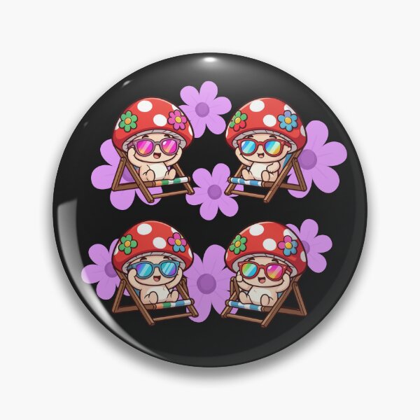Item preview, Little mushrooms with daisies on deck chairs waiting for spring designed and sold by PatronesKawai.