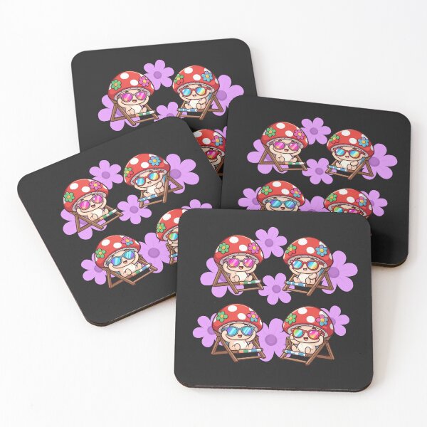 Item preview, Little mushrooms with daisies on deck chairs waiting for spring designed and sold by PatronesKawai.