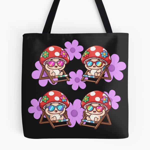 Item preview, Little mushrooms with daisies on deck chairs waiting for spring designed and sold by PatronesKawai.