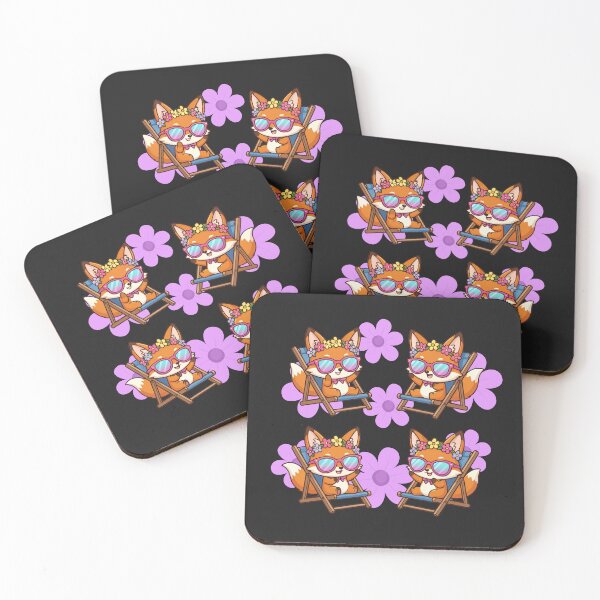 Item preview, Garden foxes with daisies in deck chairs waiting for spring designed and sold by PatronesKawai.