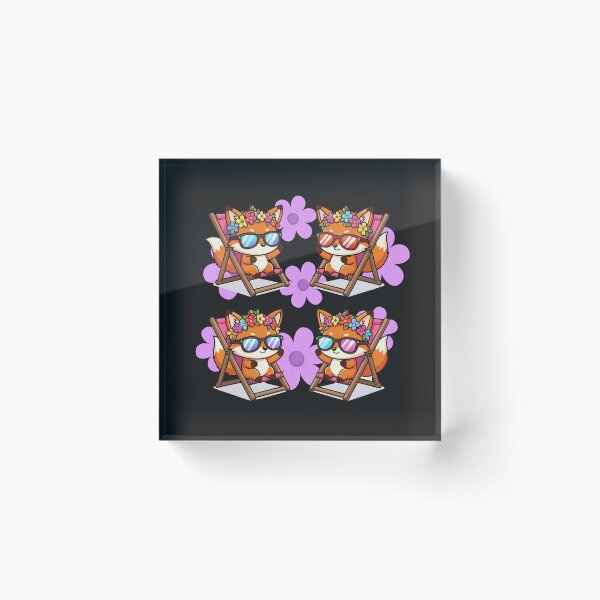 Item preview, Garden foxes with daisies in deck chairs waiting for spring designed and sold by PatronesKawai.