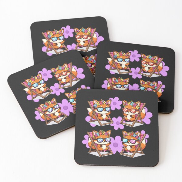 Item preview, Garden foxes with daisies in deck chairs waiting for spring designed and sold by PatronesKawai.