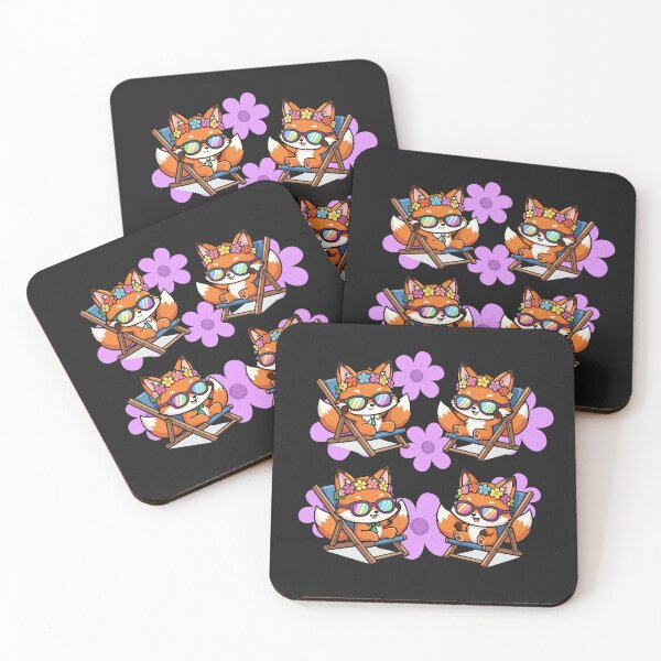 Item preview, Garden foxes with daisies in deck chairs waiting for spring designed and sold by PatronesKawai.