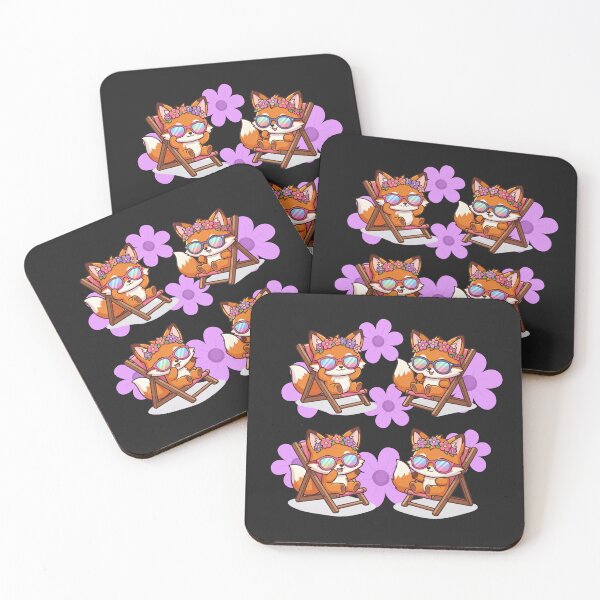 Item preview, Garden foxes with daisies in deck chairs waiting for spring designed and sold by PatronesKawai.