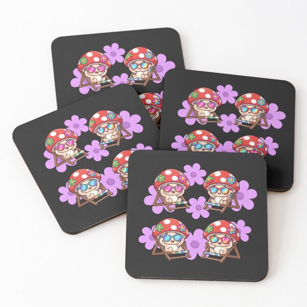 Item preview, Little mushrooms with daisies on deck chairs waiting for spring designed and sold by PatronesKawai.
