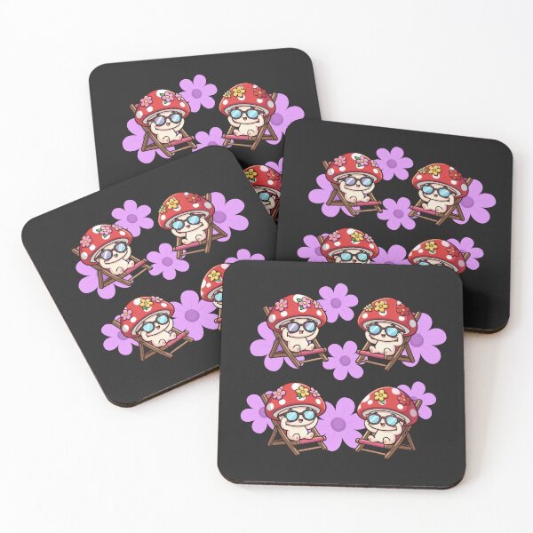 Item preview, Little mushrooms with daisies on deck chairs waiting for spring designed and sold by PatronesKawai.