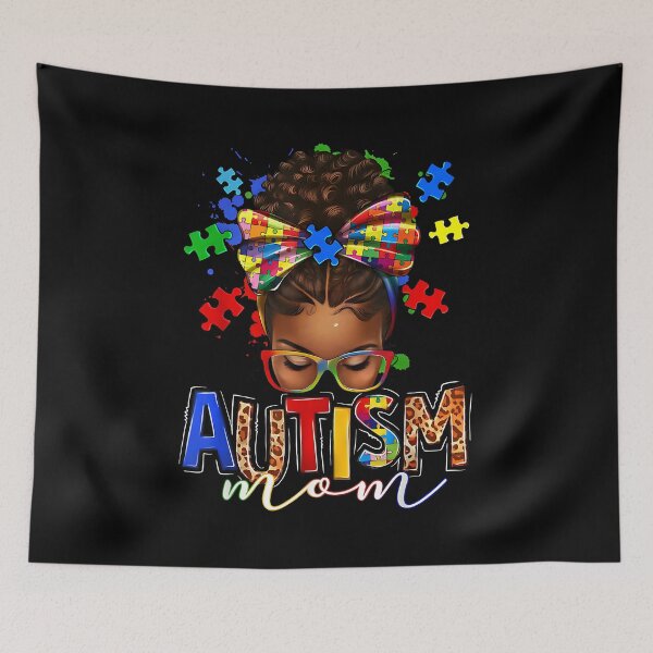 Item preview, Autism Mom Messy Bun Black Women Autism Awareness Puzzle designed and sold by Cheesymatiion.