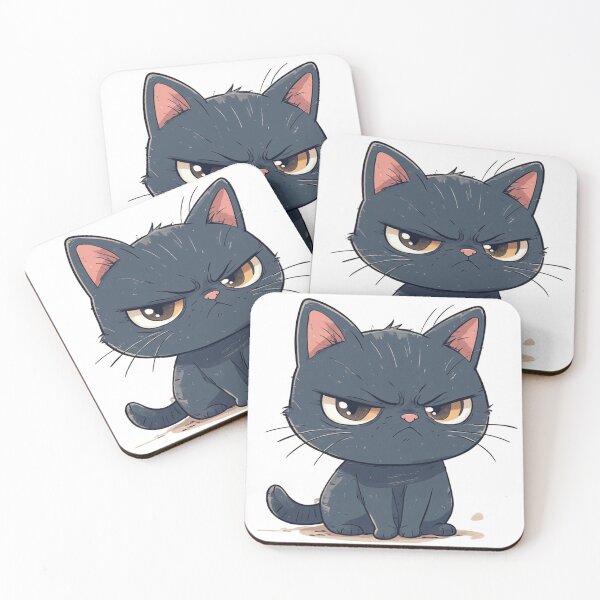 Item preview,  Grumpy Black Cat Emoji designed and sold by sanorastyle.