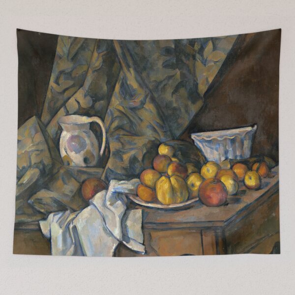 Item preview, Still Life With Apples and Peaches by Paul Cézanne: Post Impressionist Art Print designed and sold by artofuniverse.