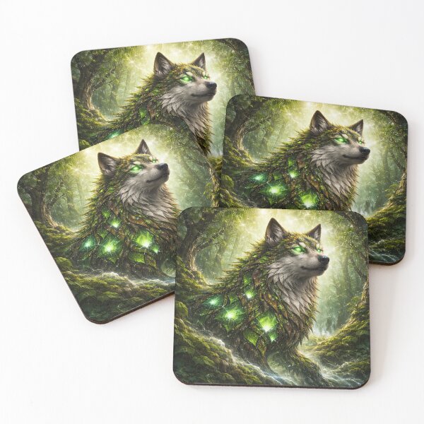 Item preview, Earth Protector Spirit Wolf – Forest Guardian Fantasy Wolf Art designed and sold by GeoWild Designs.