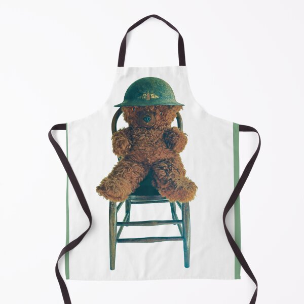 Item preview, Teddy Bear on chair wears WWI helmet designed and sold by MYTOPSHELF.