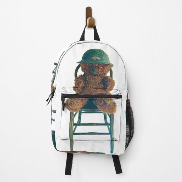 Item preview, Teddy Bear on chair wears WWI helmet designed and sold by MYTOPSHELF.