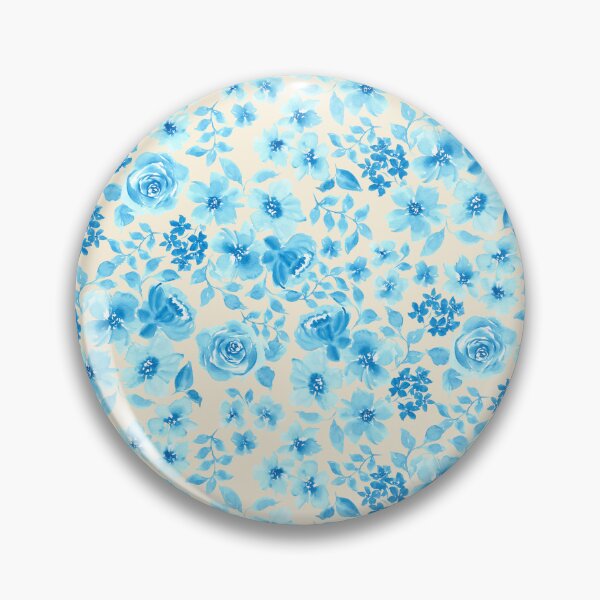 Item preview, Light Blue Teal Chinoiserie Inspired Watercolor Floral Neutral Beige designed and sold by JasmineGDesigns.