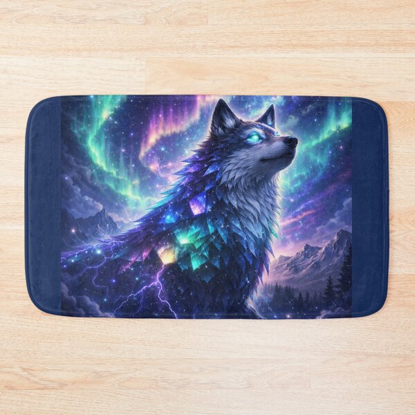 Item preview, Aurora Watcher Spirit Wolf – Northern Lights Fantasy Wolf Art designed and sold by GeoWild Designs.