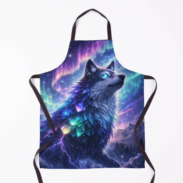 Artikelvorschau, Aurora-Wächter-Geisterwolf – Fantasy-Wolfskunst mit Nordlichtern entworfen und verkauft von GeoWild Designs.