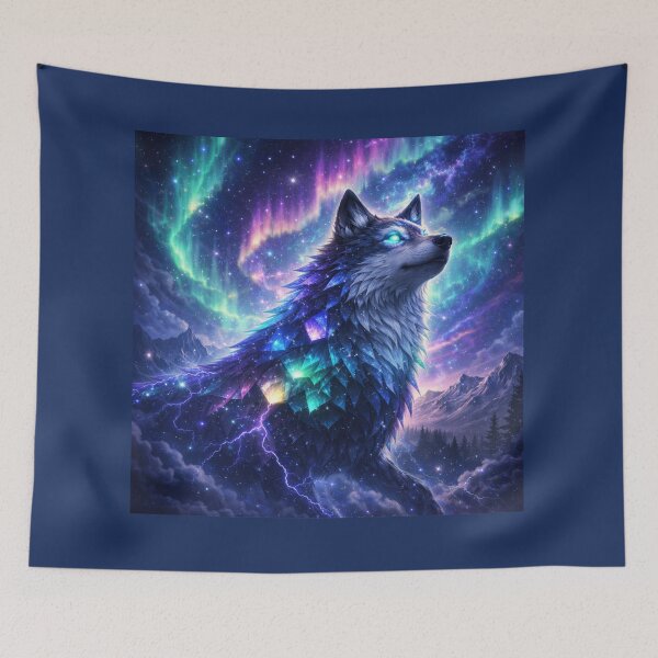 Item preview, Aurora Watcher Spirit Wolf – Northern Lights Fantasy Wolf Art designed and sold by GeoWild Designs.