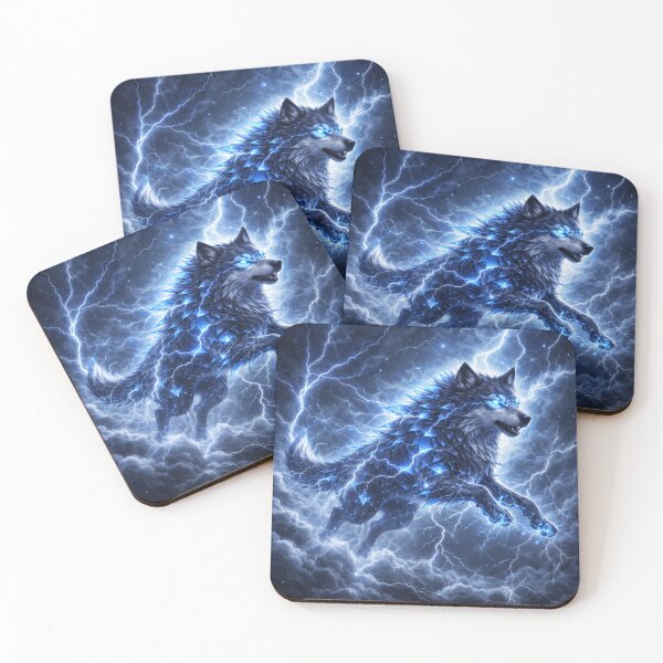 Item preview, Storm Caller Spirit Wolf – Lightning Wolf Fantasy Art designed and sold by GeoWild Designs.