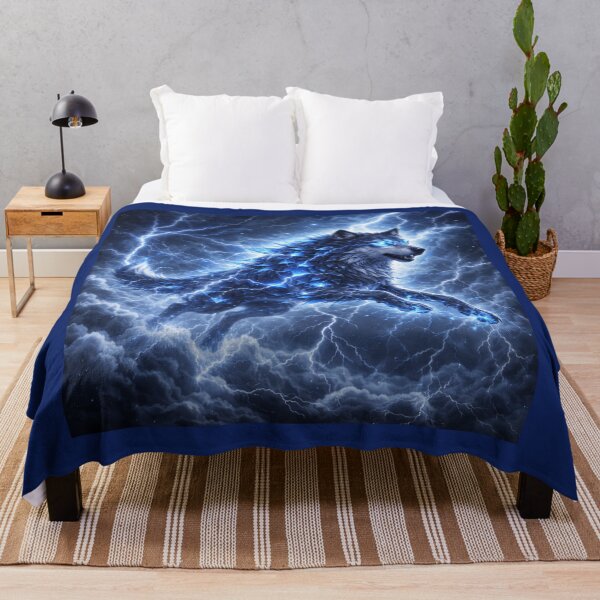 Item preview, Storm Caller Spirit Wolf – Lightning Wolf Fantasy Art designed and sold by GeoWild Designs.