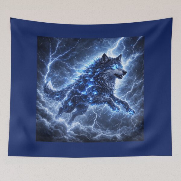 Item preview, Storm Caller Spirit Wolf – Lightning Wolf Fantasy Art designed and sold by GeoWild Designs.