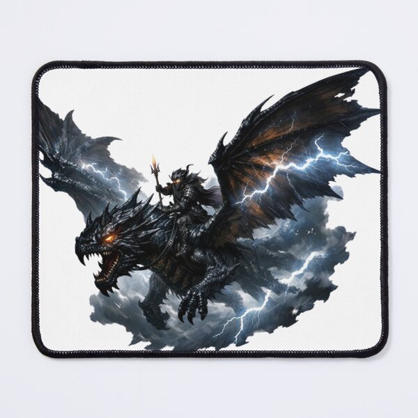 Item preview, Storm Shadow Dragon Rider Lightning Fantasy Art designed and sold by Silentbow.
