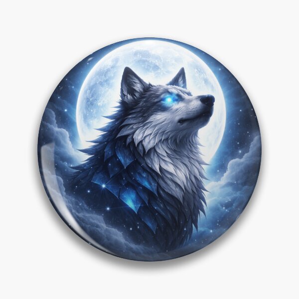 Artikelvorschau, Mondwächtergeistwolf – Himmlische Wolfskunst mit leuchtenden Augen entworfen und verkauft von GeoWild Designs.