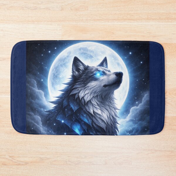 Item preview, Moon Guardian Spirit Wolf – Celestial Wolf Art with Glowing Eyes designed and sold by GeoWild Designs.