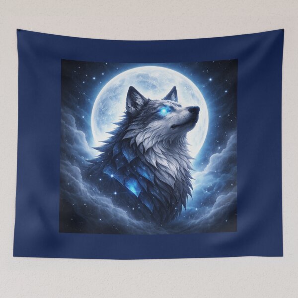 Item preview, Moon Guardian Spirit Wolf – Celestial Wolf Art with Glowing Eyes designed and sold by GeoWild Designs.