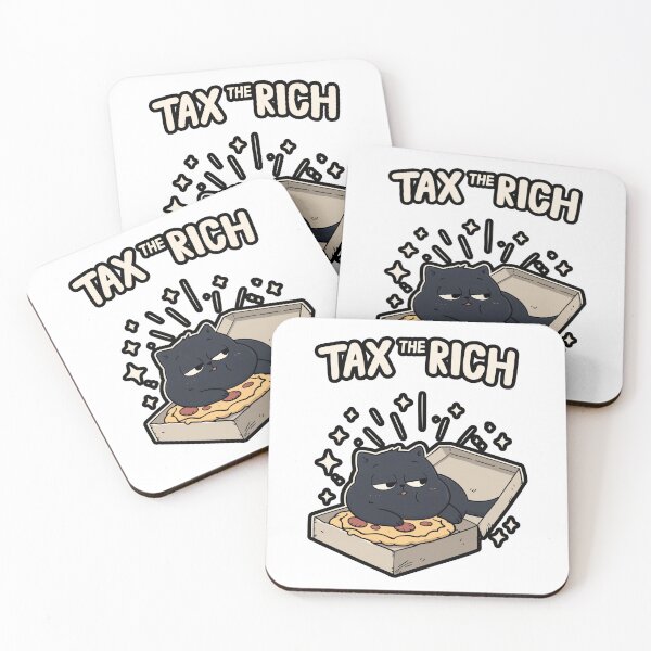 Item preview, Tax The Rich Tired Black Cat Pizza Box Design designed and sold by Region.