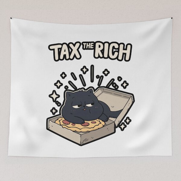 Item preview, Tax The Rich Tired Black Cat Pizza Box Design designed and sold by Region.