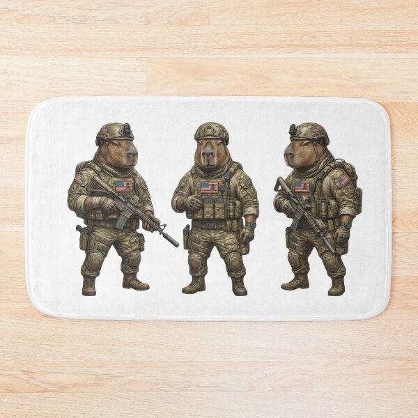 Item preview, Patriotic Capybara Squad – Realistic Capybara Soldiers with USA Flag designed and sold by HubCreates.