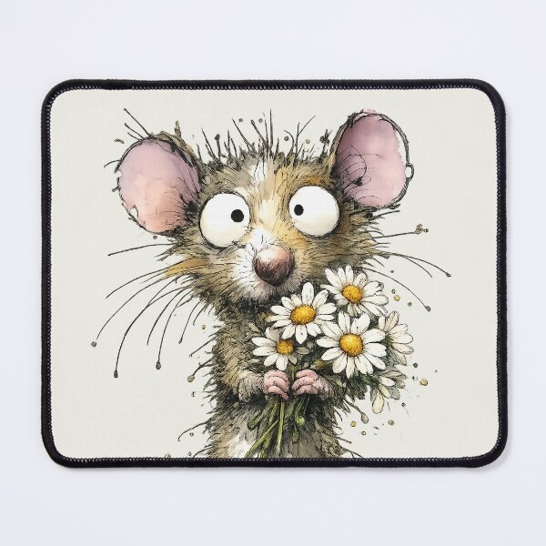 Item preview, Funny Mouse with flowers minimalist art designed and sold by Natart1004.