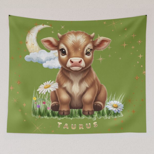 Item preview, Cute Taurus Zodiac Bull Wall Art - Kids Astrology Animal Dekor designed and sold by EnlightArt.