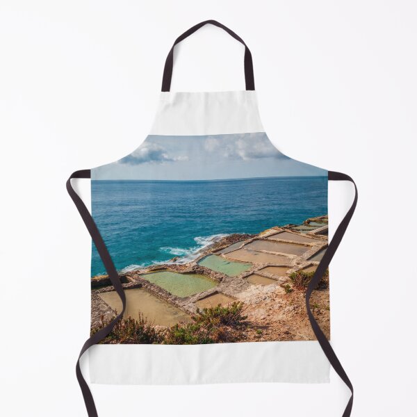 Item preview, Traditional Rocky Salt Pans Along a Turquoise Sea Coastline With Calm Waves and Cloudy Sky designed and sold by Nmallia.