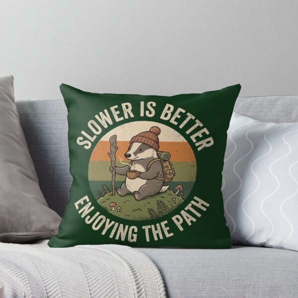Item preview, Slower is Better – Whimsical Badger Hiking Design designed and sold by Dogandesighn.