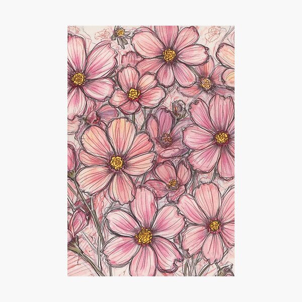 Item preview, Pink Cosmos Flowers - Pattern 6 designed and sold by AlinaSCorner.