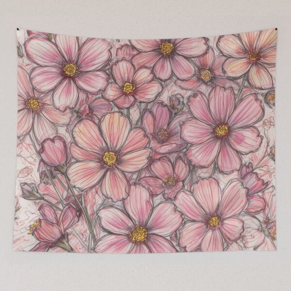 Item preview, Pink Cosmos Flowers - Pattern 6 designed and sold by AlinaSCorner.