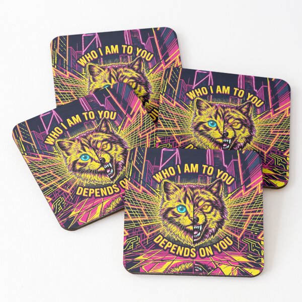 Item preview, Split Cat Wolf Attitude Neon High Contrast designed and sold by MarCinu Art.