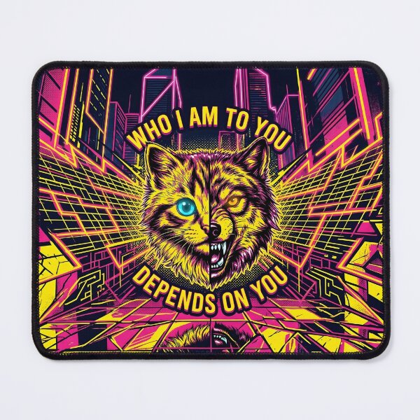 Item preview, Split Cat Wolf Attitude Neon High Contrast designed and sold by MarCinu Art.