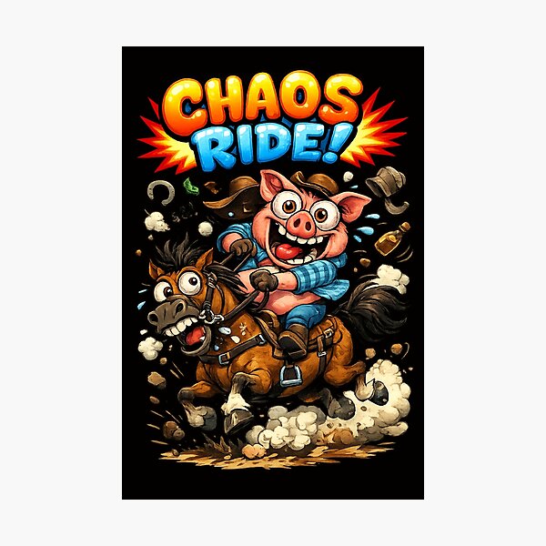Item preview, Chaos Pig riding Horse Sticker designed and sold by Chaotic Critters.