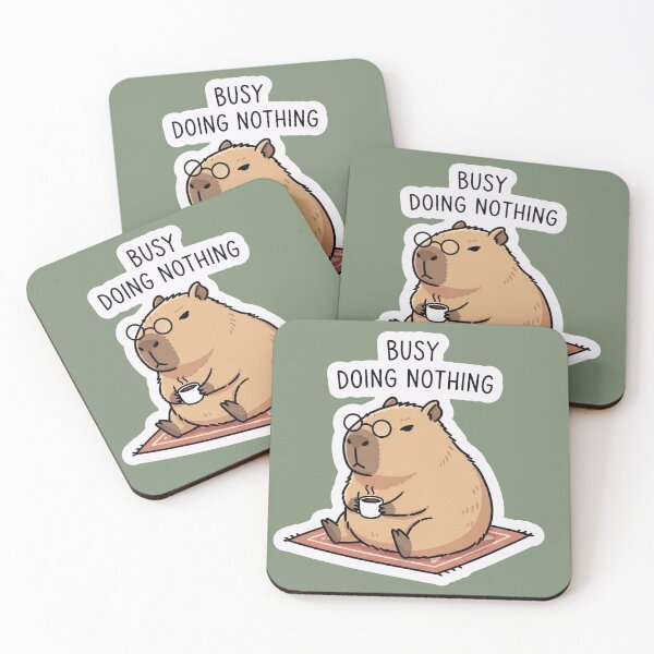 Item preview, Title: Cute Capybara Coffee Sticker - Busy Doing Nothing Humor designed and sold by Universal Art Shop.